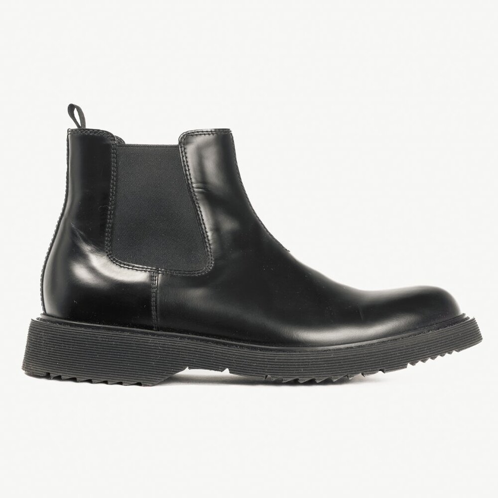 Prada Black Leather Chelsea Ankle Boots